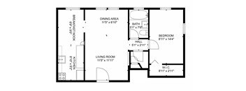 A black and white image of a floor plan for a house.