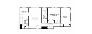 A black and white image of a floor plan for a house.
