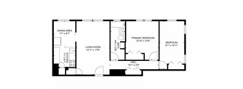 A black and white image of a floor plan for a house.