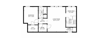 A black and white image of a floor plan for a house.