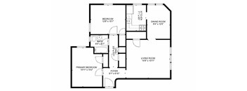 A black and white image of a floor plan for a house.