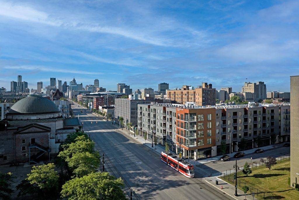 a view of the city from the roof of a building