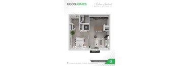 A Good Homes advertisement for a 7-bedroom apartment sized at 505 square feet.