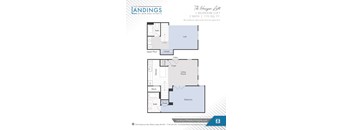 A floor plan for a 1 bedroom loft at The Landings of Madison Heights.