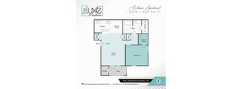 1 bed 1 bath floor plan C at The Luxe of Southaven, Southaven, 38671