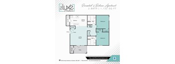 2 bed 2 bath floor plan A at The Luxe of Southaven, Mississippi