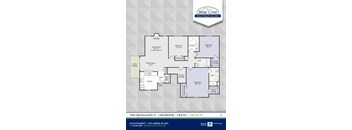 A floor plan for a 3 bedroom, 2 bathroom apartment at Briar Cove.
