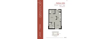 A floor plan for a 572 sq ft studio apartment.