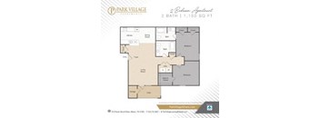 A floor plan for a 2 bedroom apartment at Park Village apartments.