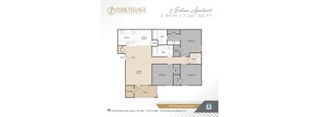 A floor plan for a 3 bedroom apartment at Park Village.