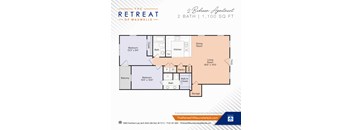 2 bed 2 bath floor plan at The Retreat of Maumelle, North Little Rock, 72113