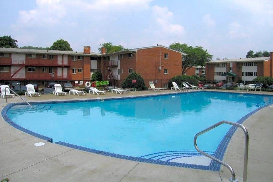 the swimming pool at the apartments for rent