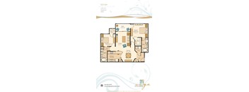 A floor plan for a Sedona apartment with two bedrooms and two bathrooms is displayed.