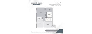 a floor plan of a two bedroom apartment with a bathroom and a closet