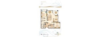 A floor plan for a 1,187 square foot, two bedroom, two bathroom apartment.
