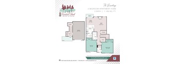 A floor plan for a 2 bedroom apartment with a total area of 1,189 square feet.