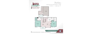 A floor plan for a 2 bedroom apartment at Central Park Estates.