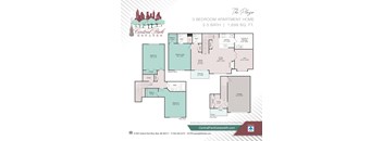 A floor plan for a 3 bedroom apartment with a 2.5 bath.