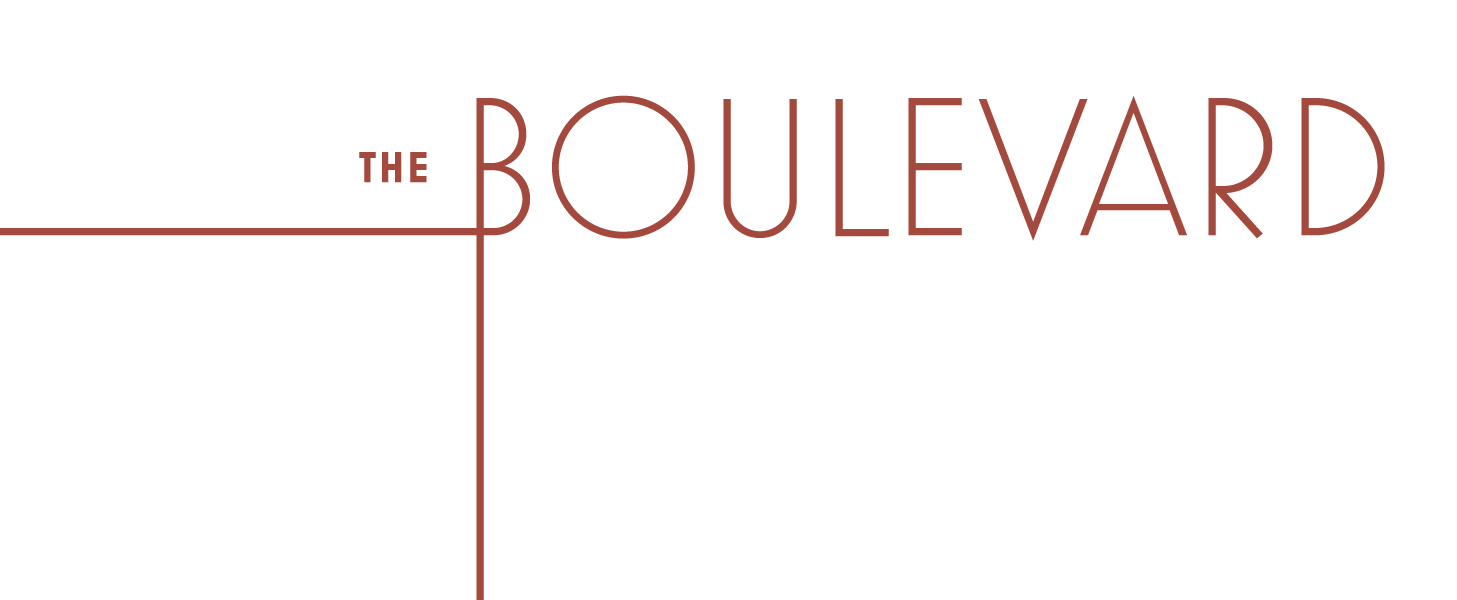 A green background with the words "The Boulevard" in red.