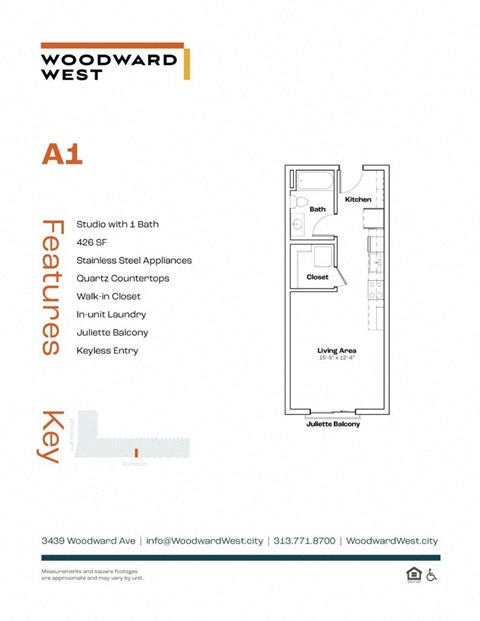 a1 floor plan  studio apartment residences  the woodward