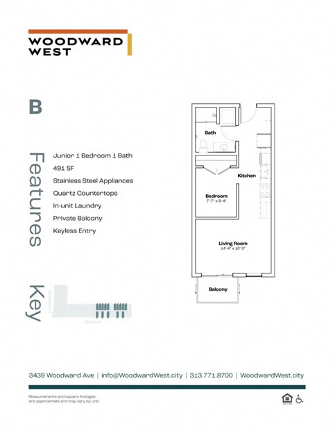 the floor plan of woodward west apartments