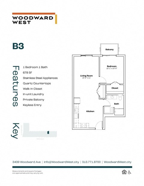 the floor plan of bbq woodward west apartments