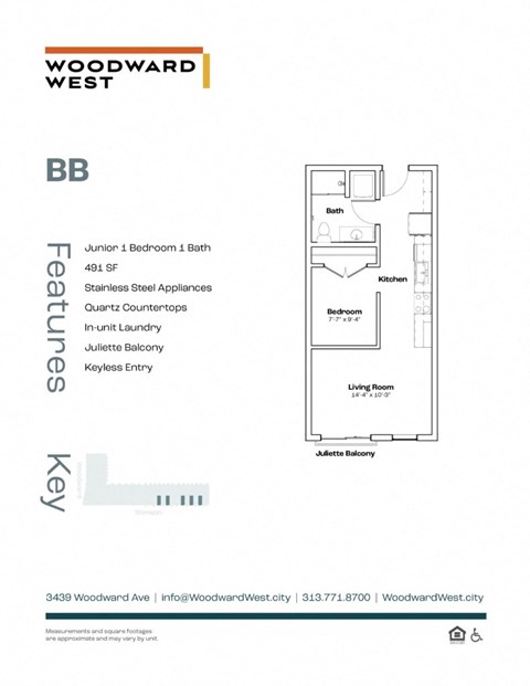 the floor plan of bbq woodward west apartments