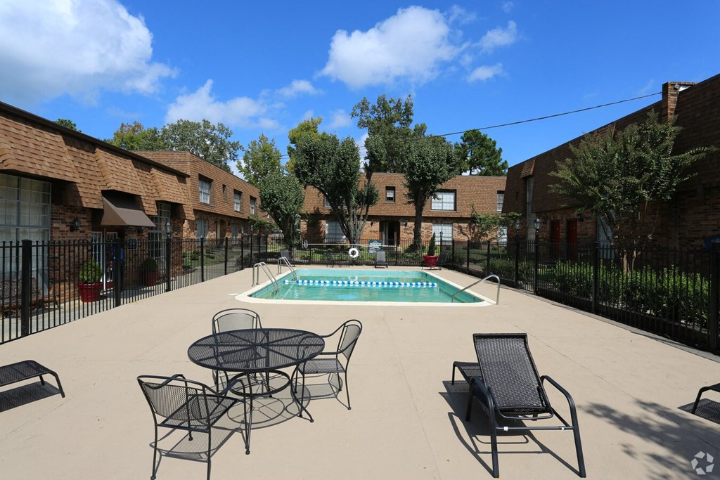 our apartments have a pool and a patio