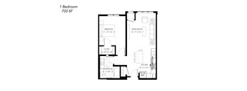 the floor plan of 730 sqft