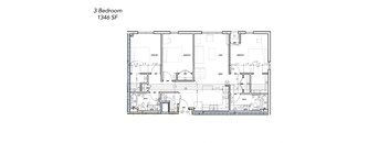 the floor plan of 3 bedroom suite 1336 sf