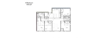 the floor plan of 4 bedroom 1400 sf