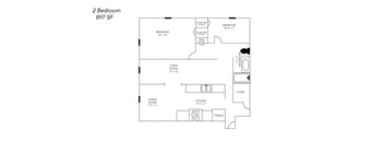 a floor plan of a small house with a bedroom and a living room