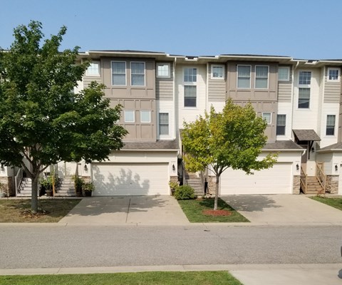 Apartment building with a tree in front of it.