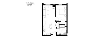 a floor plan of a home with a bedroom and a living room