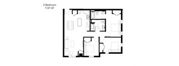 a floor plan of a home with a bedroom and a living room