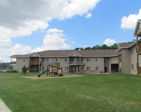 the view of our apartments from our playground