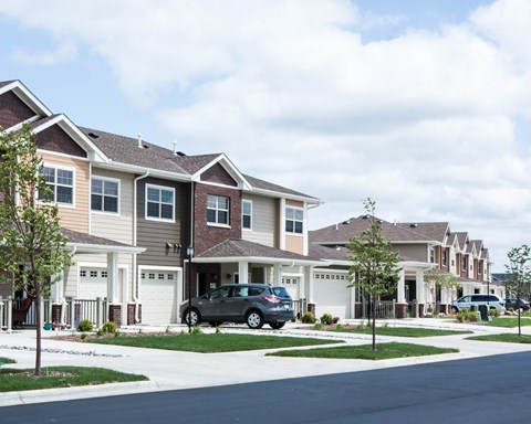 a row of houses on a street
