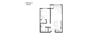 a floor plan of a unit with a bedroom and a bathroom