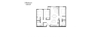 a hypothetical floor plan of a 3 bedroom apartment