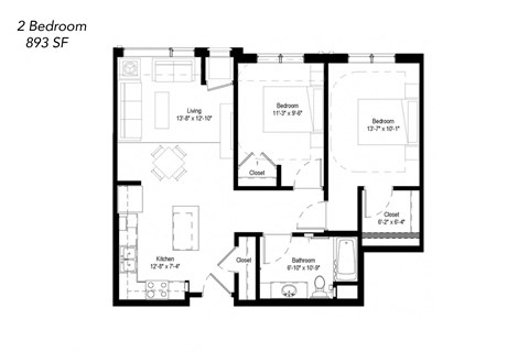 a floor plan of a home with a bedroom and a living room