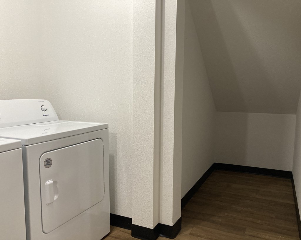 a washer and dryer in a room