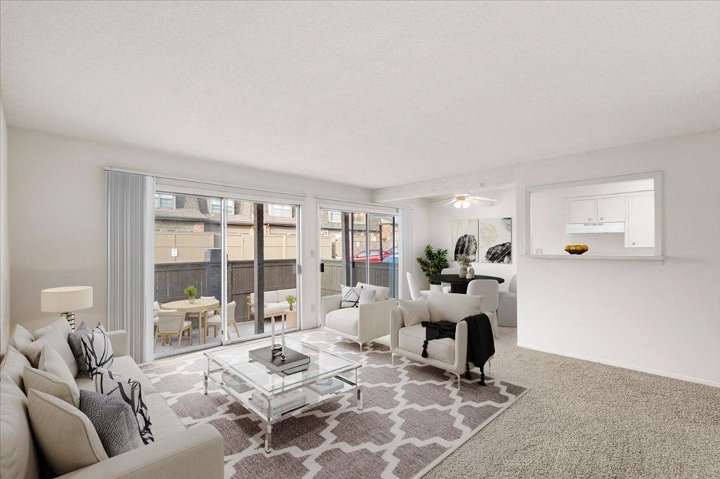 Trendy Living Room at Louisburg Square Apartments & Townhomes, Overland Park, KS