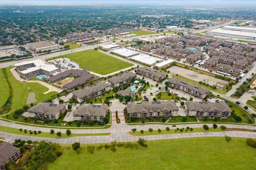 Aerial view of the neighborhood at Ovation at Lewisville, Texas