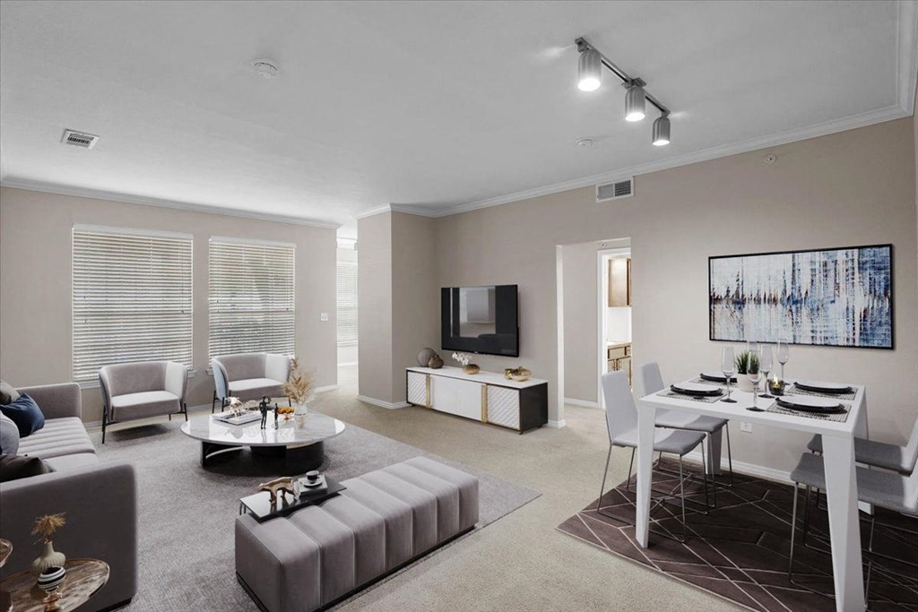 Living room at The Clairborne Apartment Homes, Grand Prairie, TX