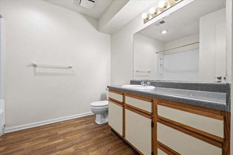 a bathroom with a sink and a toilet at Deerfield Apartments, Kansas