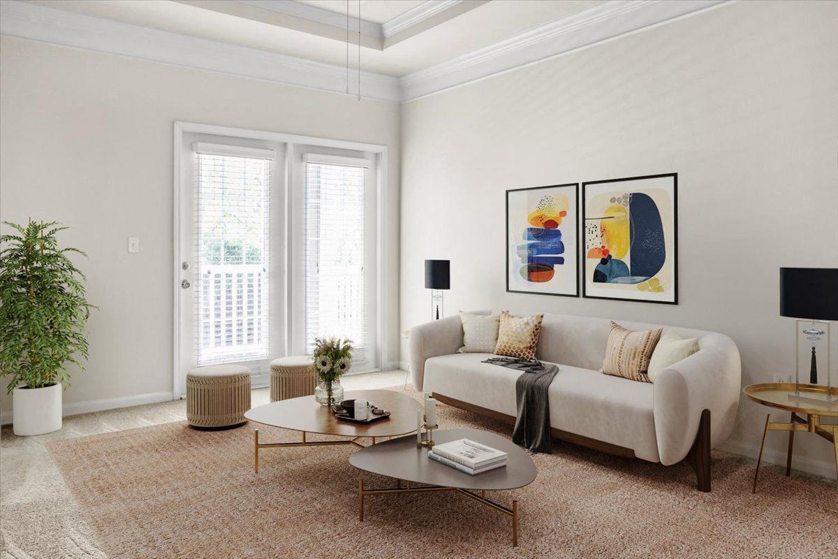 a living room with a couch and a coffee table