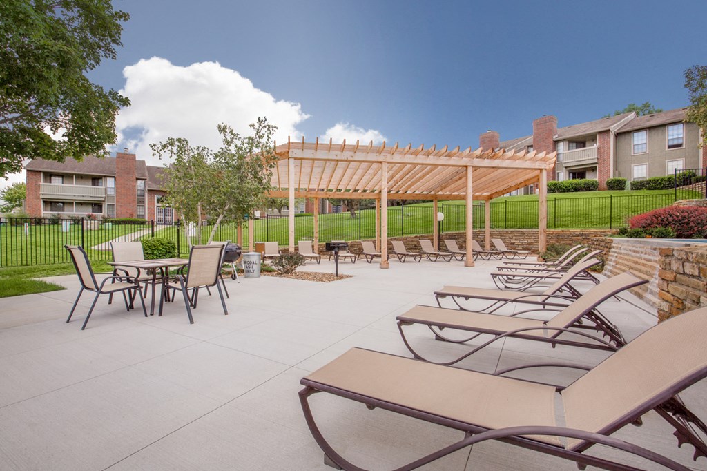 Patio at Coventry Oaks Apartments, Overland Park, KS, 66214