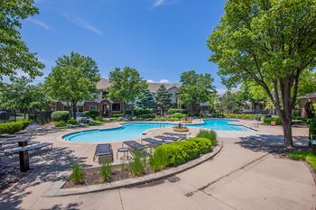 Pool view area at Creekside Apartments, Overland Park, Kansas
