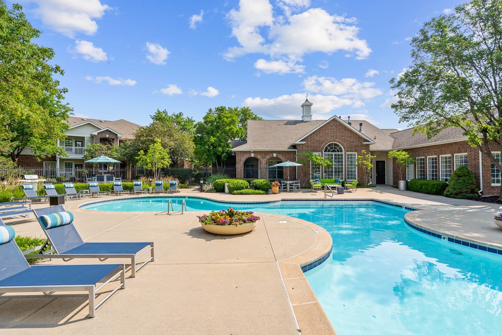 take a dip in the resort style pool at villas at houston levee west apartments at Creekside, Overland Park, KS, 66213