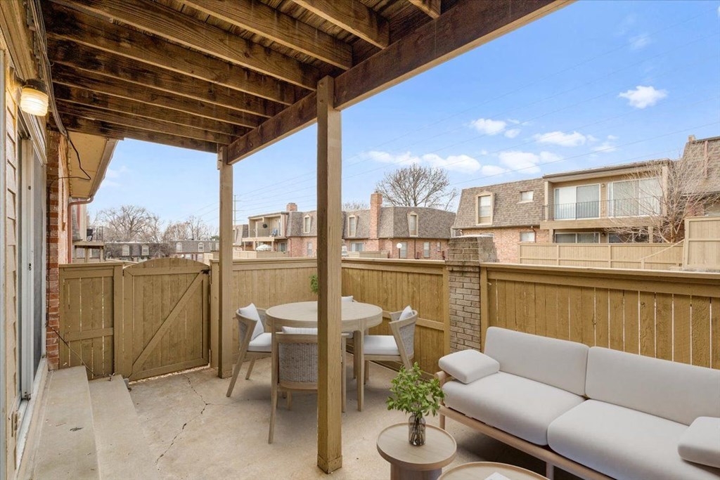 Private patio  at Louisburg Square Apartments & Townhomes, Overland Park, Kansas